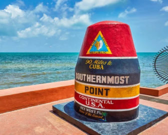 Marker that reads, "southernmost point in the continental USA" in Key West, Florida