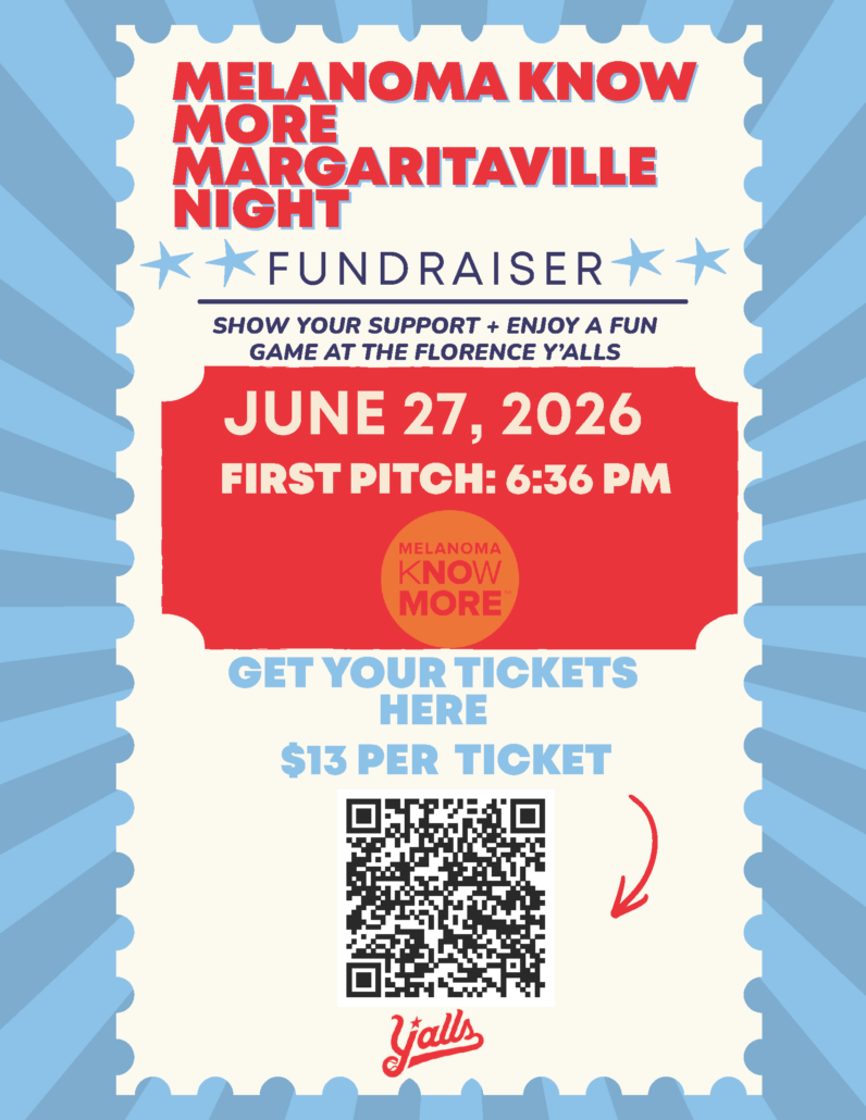 MKM Yalls Margaritaville Night 2026 Event flyer with QR code for MKM Margaritaville Night Fundraiser at Florence Y'Alls game. Text reads: June 27, 2026. First Pitch at 6:36PM. Get your tickets here. $13 per ticket.